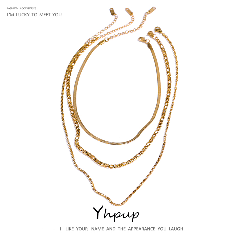 Birth Flower Necklace - Yhpup Paslanmaz Çelik Zincir Katmanlı Kolye