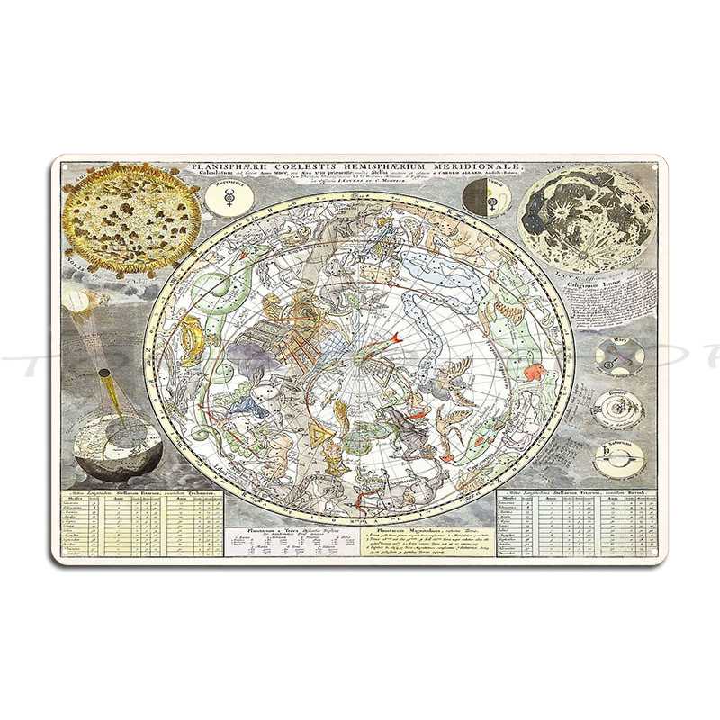Custom Star Map - Güney Yıldızlı Gökyüzünün Yıldız Haritası Metal