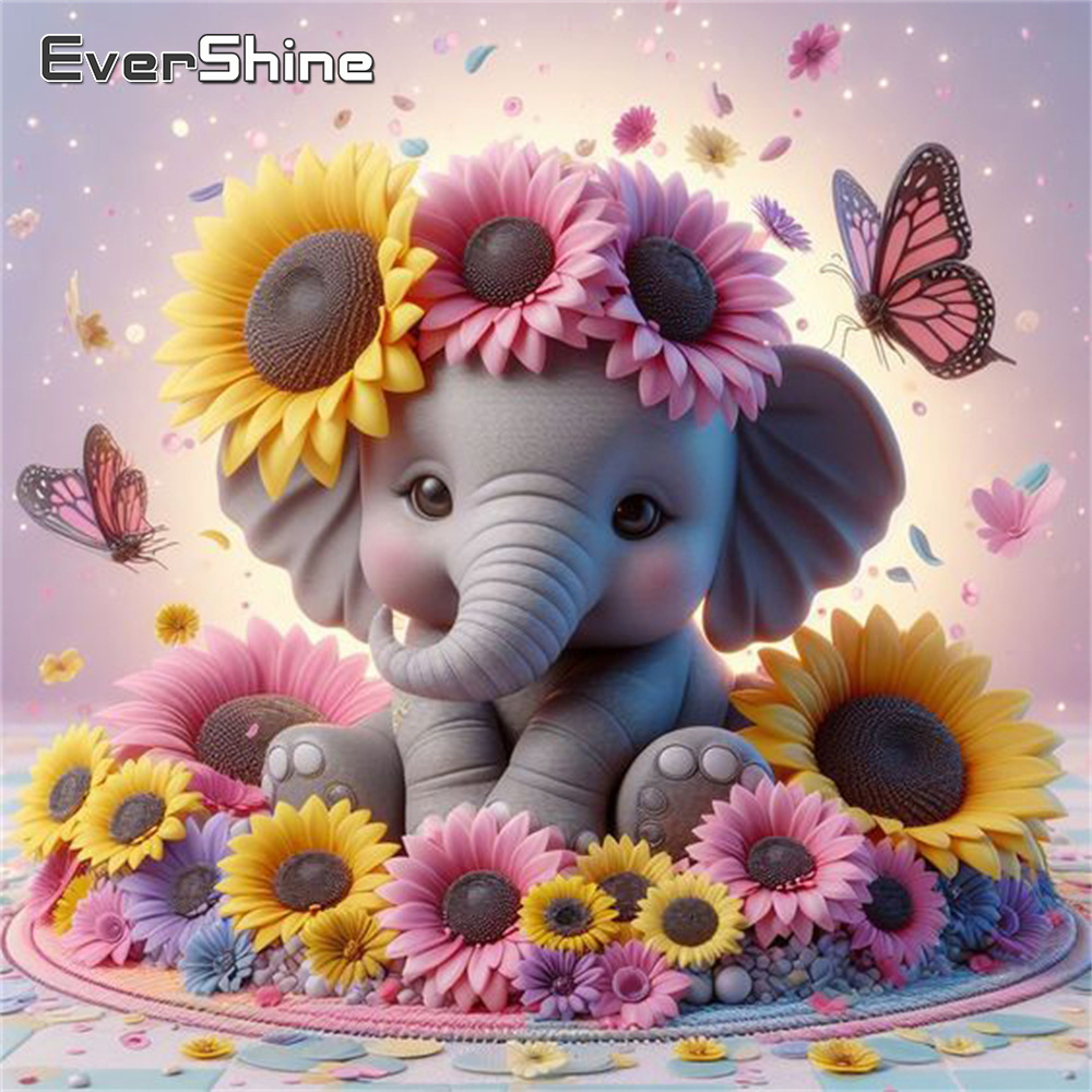 Photo Mosaic Print - Evershine fil elmas boyama hayvan çapraz