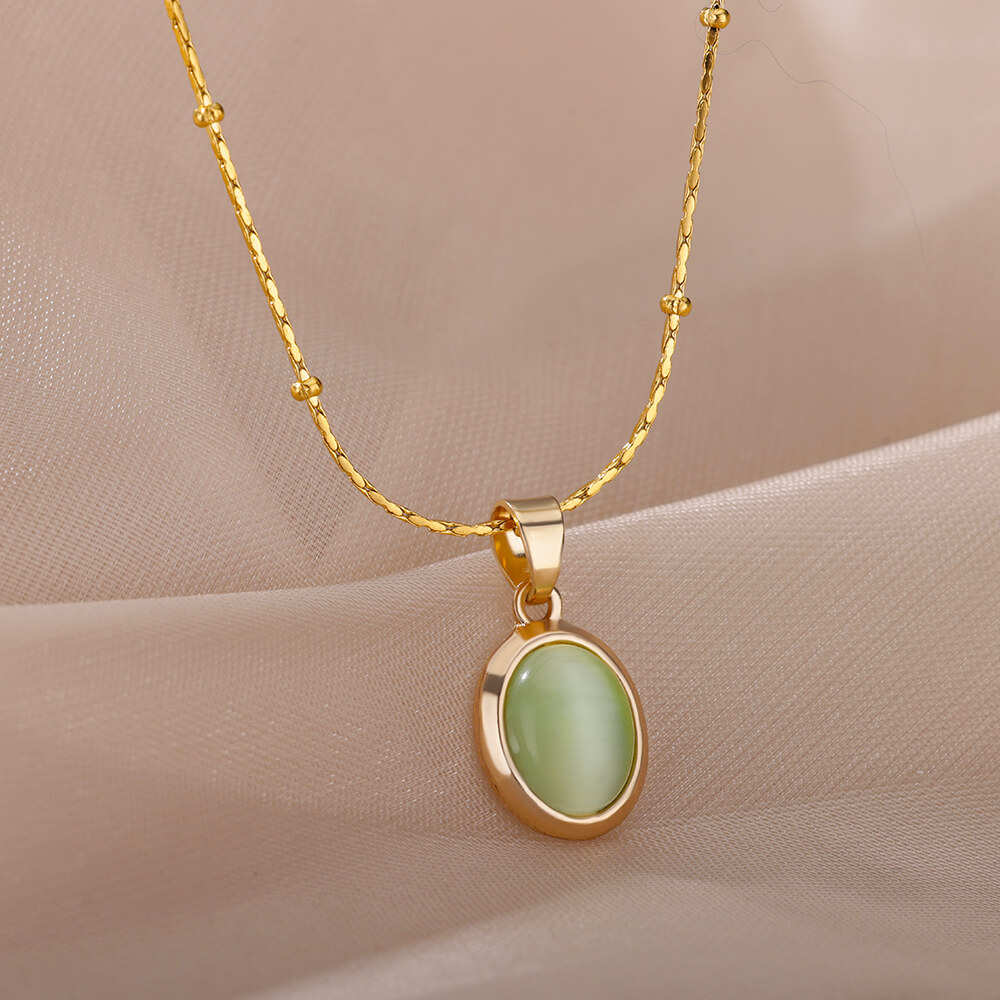 Moda Taş Opal Oval Kolye Kadın - Birth Flower Necklace incelemesi ve fiyatı