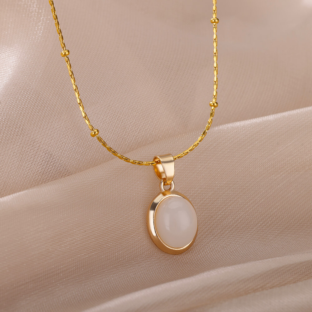Moda Taş Opal Oval Kolye Kadın - Birth Flower Necklace incelemesi ve fiyatı