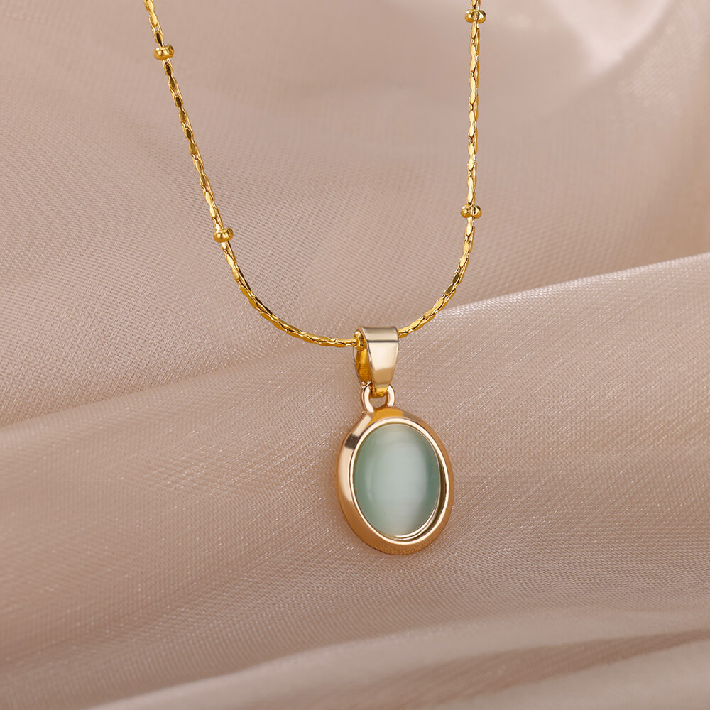 Moda Taş Opal Oval Kolye Kadın - Birth Flower Necklace incelemesi ve fiyatı