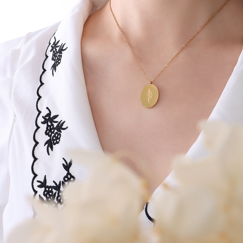 Ins Yeni Paslanmaz Çelik Çift  - Birth Flower Necklace incelemesi ve fiyatı